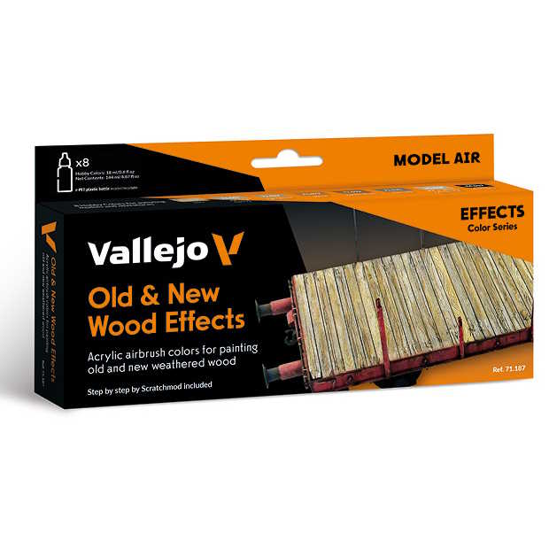 Sada barev pro airbrush Vallejo 8x18ml – Old And New Wood Effects by Scratchmod