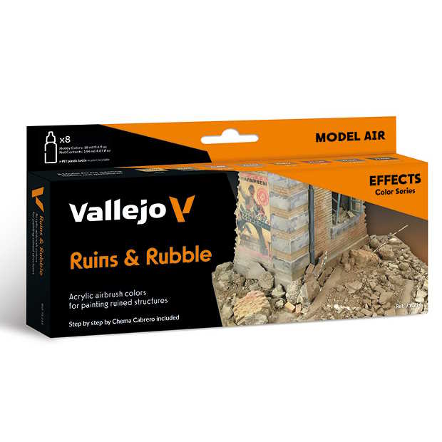 Sada barev pro airbrush Vallejo 8x18ml – Ruins & Rubble