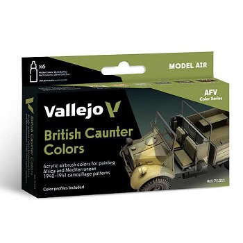 Sada barev pro airbrush Vallejo 6x18ml – British Caunter Colors