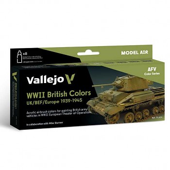 Sada barev pro airbrush Vallejo 8x18ml – WWII British Colors Europe