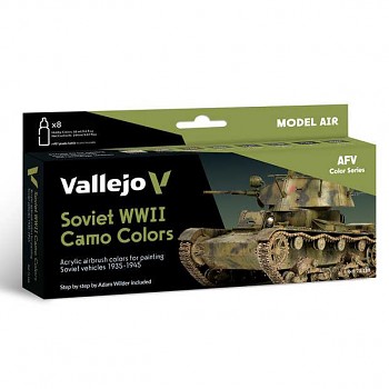 Sada barev pro airbrush Vallejo 8x18ml – Soviet WWII Camo Colors by Adam Wilder 1945