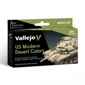 Sada barev pro airbrush Vallejo 6x18ml – US Modern Desert Colors