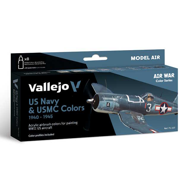 Sada barev pro airbrush Vallejo 8x18ml – US Navy & USMC WWII