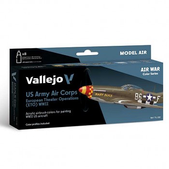 Sada barev pro airbrush Vallejo 8x18ml – US Army Air Corps European Theater Op. (ETO) WWII