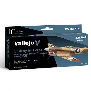 Sada barev pro airbrush Vallejo 8x18ml – US Army Air Corps Mediterranean Theater Op. (MTO) WWII