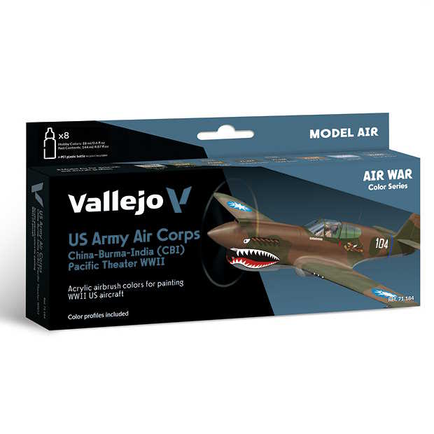 Sada barev pro airbrush Vallejo 8x18ml – US Army Air Corps ChinaBurmaIndia Pacific Theather (CBI) WWII