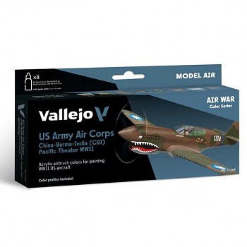 Sada barev pro airbrush Vallejo 8x18ml – US Army Air Corps ChinaBurmaIndia Pacific Theather (CBI) WWII
