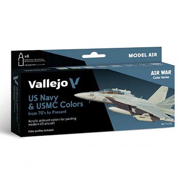 Sada barev pro airbrush Vallejo 8x18ml – US Navy & USMC Colors from 70's to present