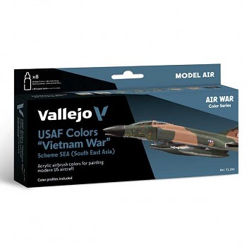 Sada barev pro airbrush Vallejo 8x18ml – USAF Colors Vietnam War Scheme Sea