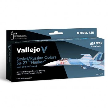 Sada barev pro airbrush Vallejo 8x18ml – Soviet / Russian Colors Su27 "Flanker" from 80's to present