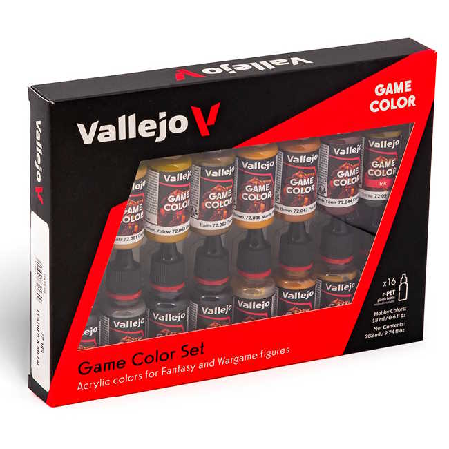 Sada modelářských barev Vallejo 16x18ml – Leather & Metal