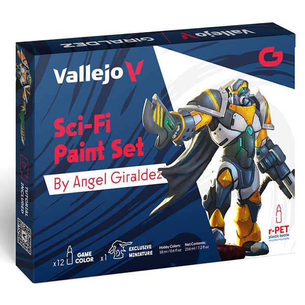 Sada modelářských barev Vallejo 12x18ml s figurkou – SciFi Paint Set by Angel Giraldez