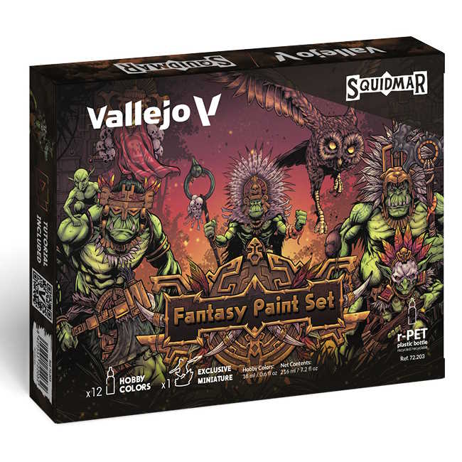 Sada modelářských barev Vallejo 12x18ml s figurkou – Fantasy Paint Set by Squidmar Miniatures