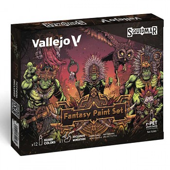 Sada modelářských barev Vallejo 12x18ml s figurkou – Fantasy Paint Set by Squidmar Miniatures