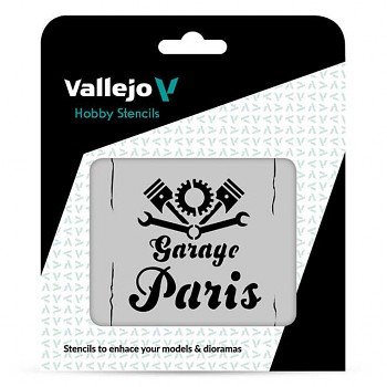 Modelářská šablona Vallejo – Vintage Garage Sign