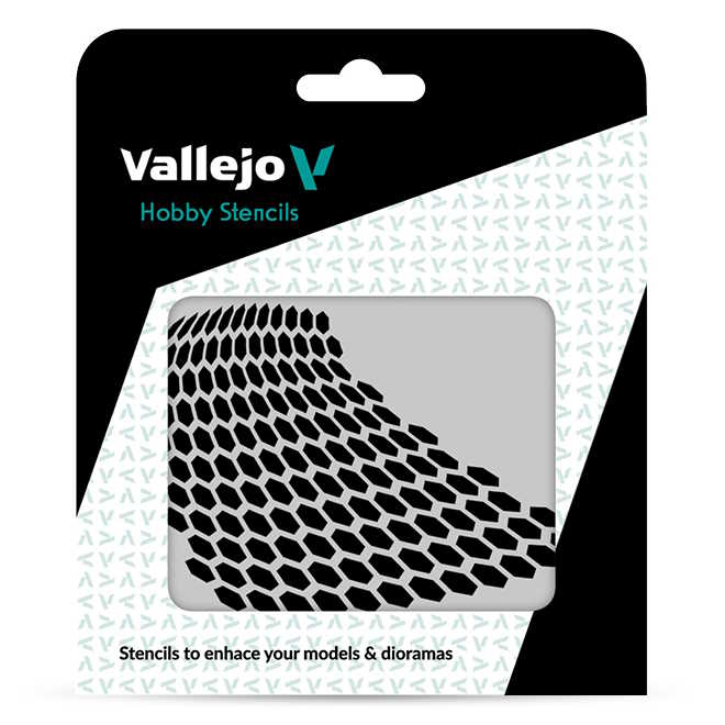 Modelářská šablona Vallejo – Distorted Honeycomb