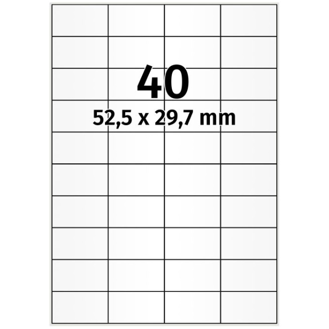 Samolepicí PE etikety 52,5 x 29,7 mm, 4000 ks