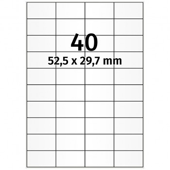 Samolepicí PE etikety 52,5 x 29,7 mm, 4000 ks