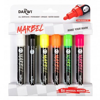 Sada akrylových markerů Marbel 6ks 4mm – Fluo