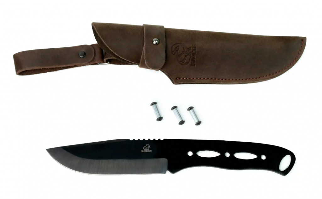 Bushcraft nůž Blued-Blade z uhlíkové oceli a koženým pouzdrem BeaverCraft