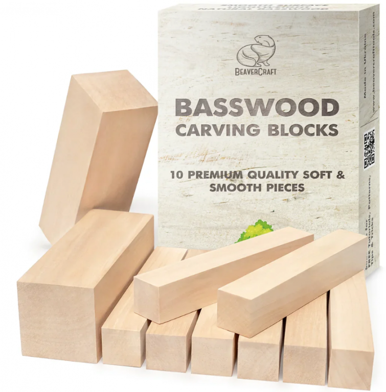 Sada lipových hranolů Wood Carving Blocks, 10ks BeaverCraft