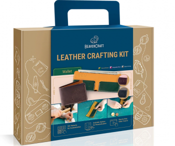 Sada na výrobu kožené peněženky BeaverCraft – černo-šedá