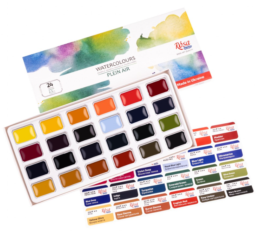 Sada akvarelových barev Rosa Studio 24ks – Plein Air