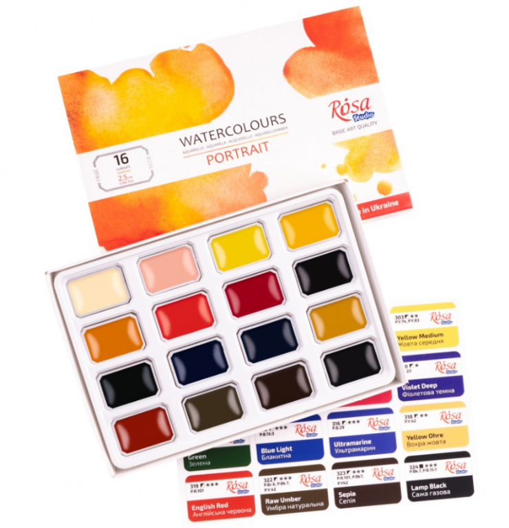 Sada akvarelových barev Rosa Studio 16ks – Portrait
