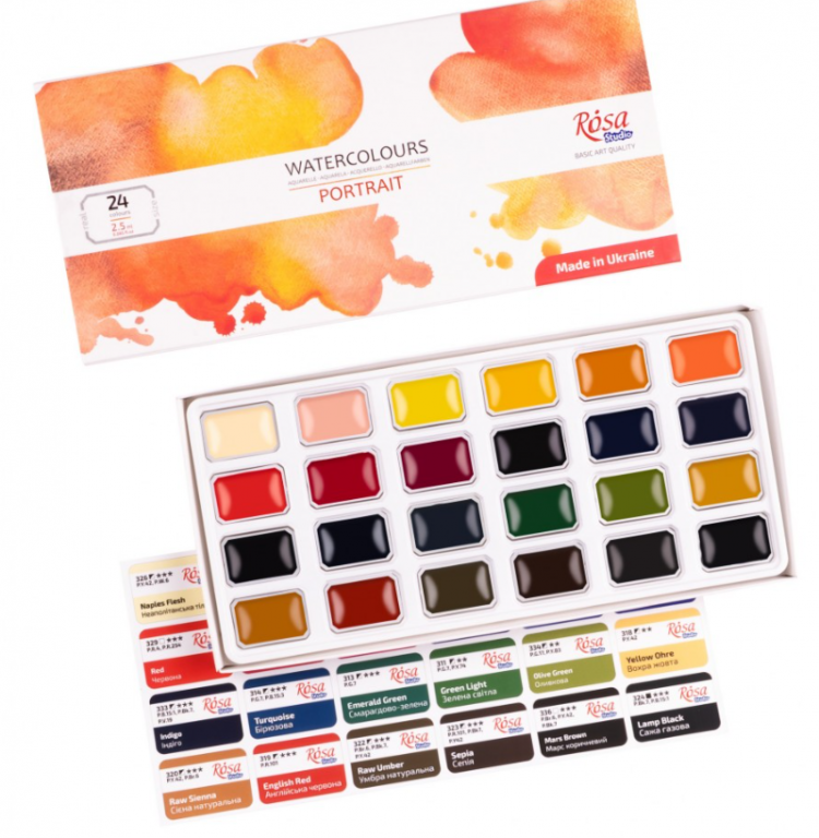 Sada akvarelových barev Rosa Studio 24ks – Portrait