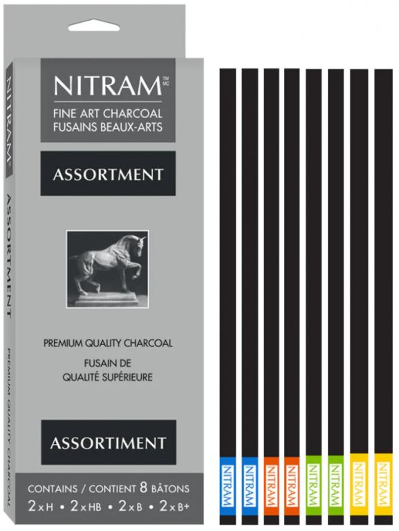 Sada přírodních uhlů Nitram – mix druhů H, HB, B, 2B