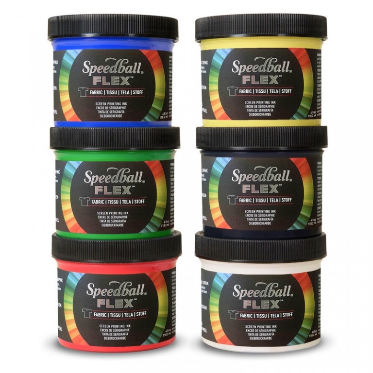 Sada sítotiskových barev na textil Speedball Flex 6ks