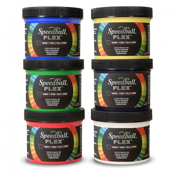 Sada sítotiskových barev na textil Speedball Flex 6ks