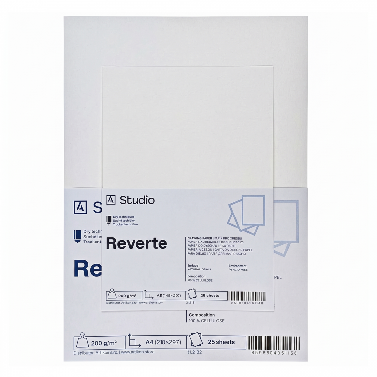 Recyklovaný kreslicí papír Reverte 90g A2, 25 listů