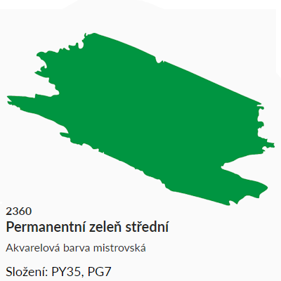 Akvarelová barva Umton 2,6ml – 2360 zeleň permanentní střední